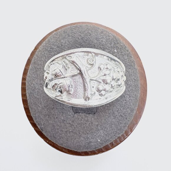 VTG Sterling Silver 925 Floral Grapevine Design Signet Style Ring Size 10 - Picture 1 of 8
